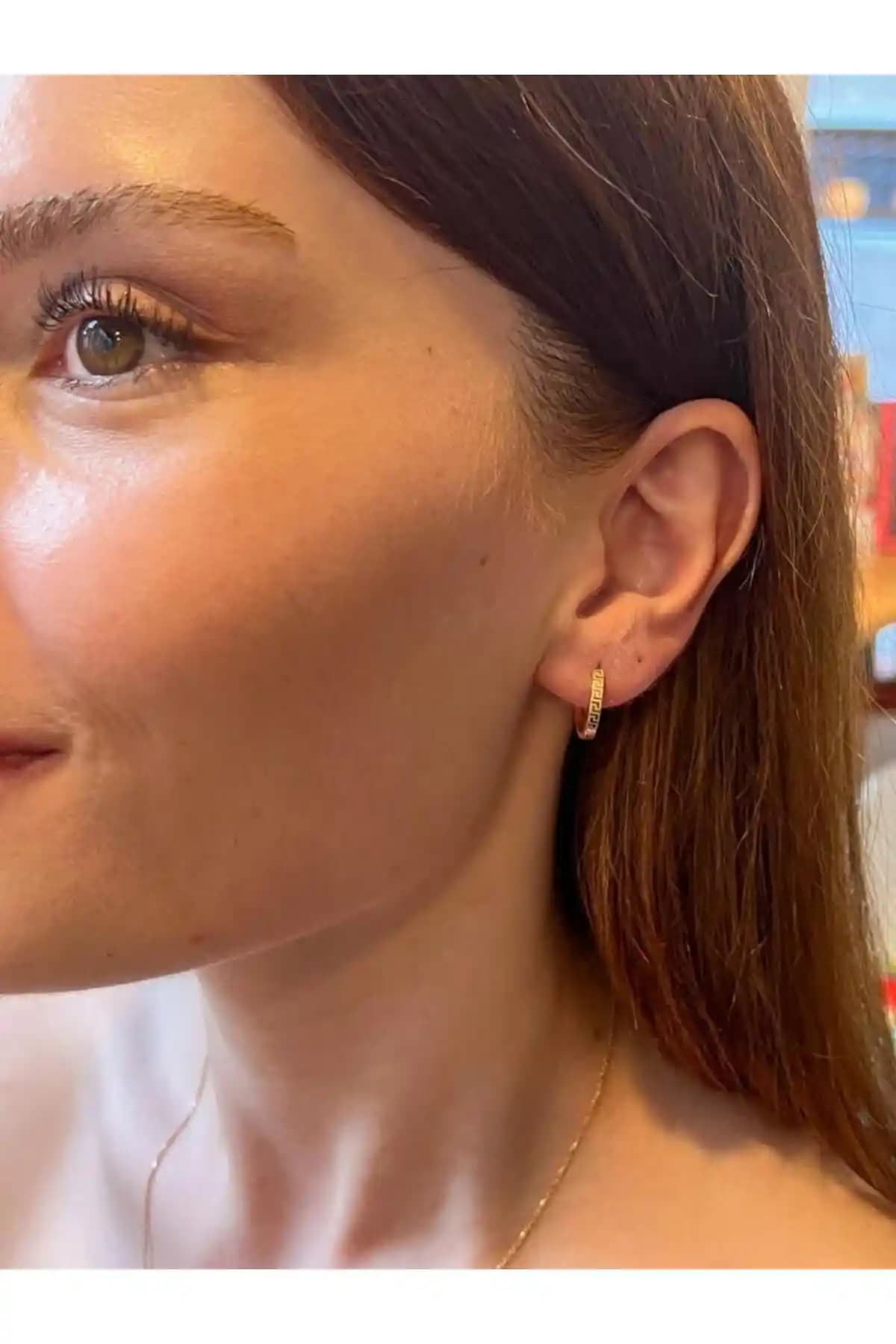 Tufanlar Kuyumculuk Altın Tek Düz Desenli Halka Küpe Günlük ve Şık Kullanım İçin