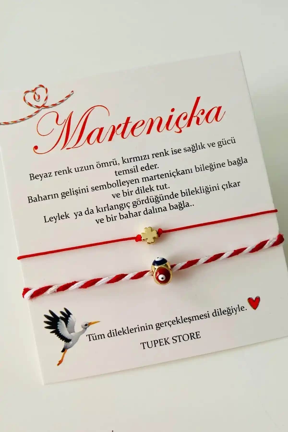 Tupek Store Marteniçka Nazar Boncuk ve Yonca Şans Bileklik Seti: Zarif ve Anlamlı Takı Seçeneği