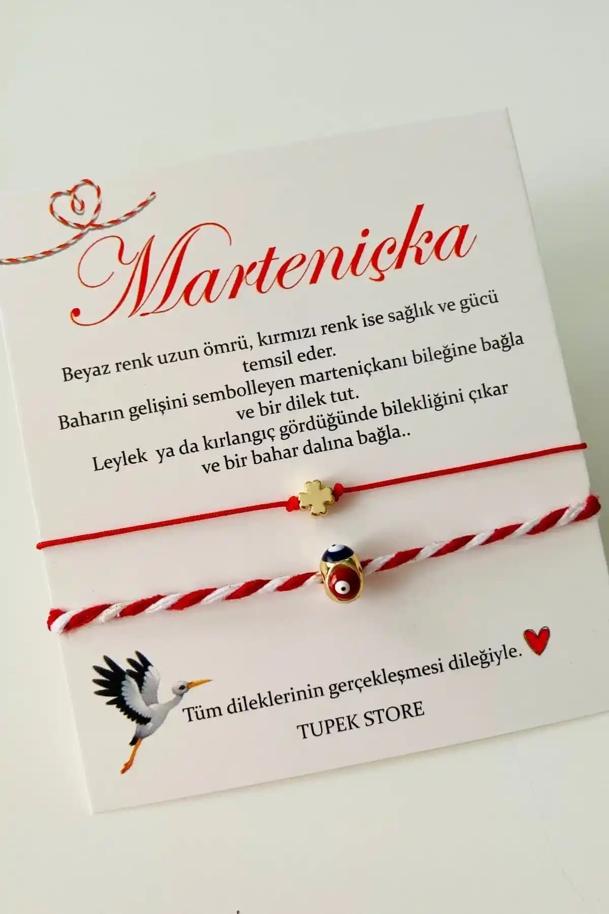 Tupek Store Marteniçka Nazar Boncuk ve Yonca Şans Bileklik Seti: Zarif ve Anlamlı Takı Seçeneği
