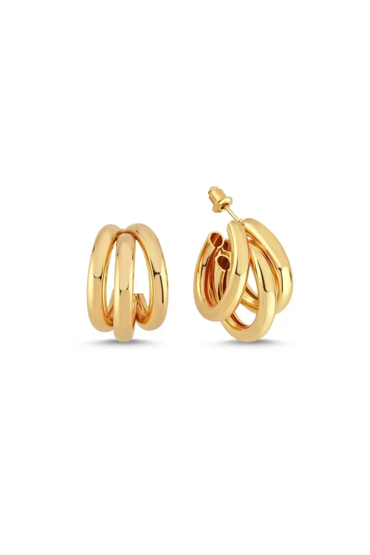 VenüsDesign Çelik 3 Halkalı Küpe Modern ve Dayanıklı Takı Seçeneği