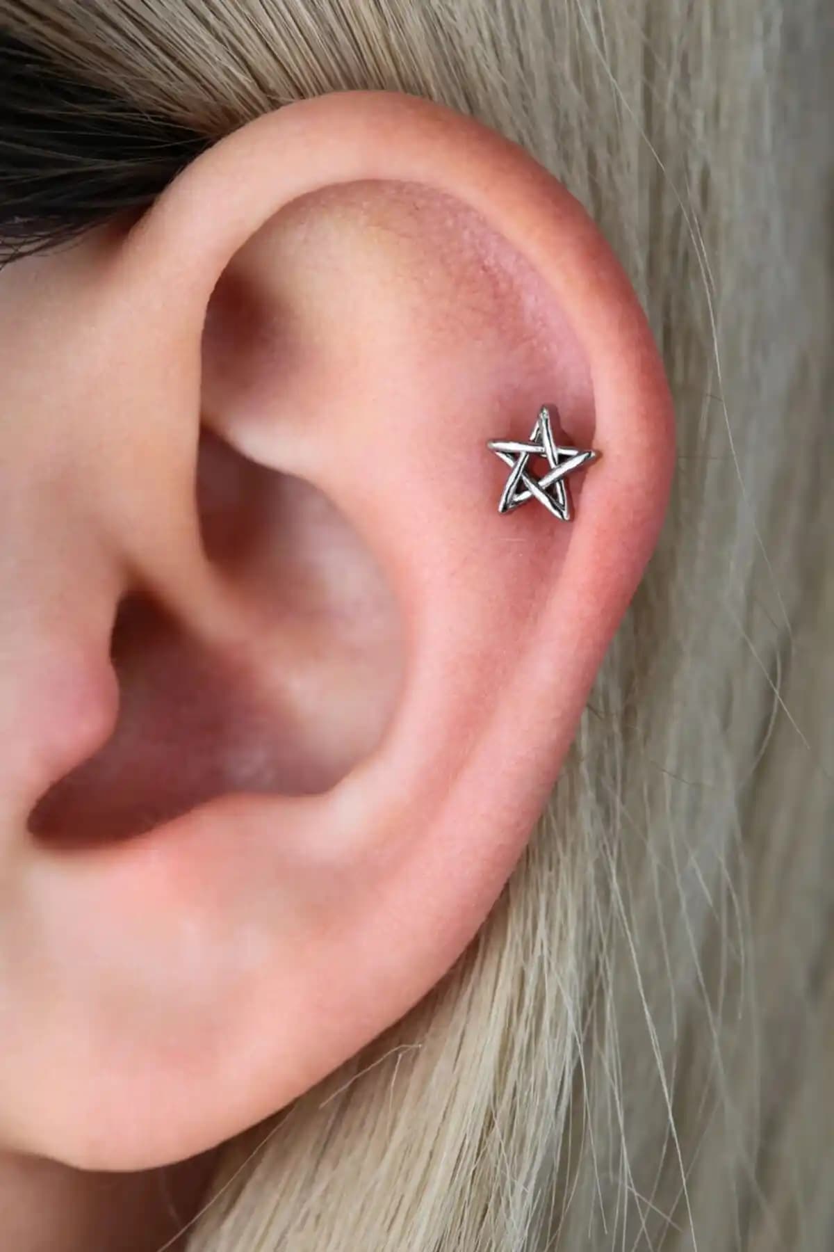 Vilma Aksesuar Yıldız Motifli Helix Piercing Cerrahi Çelik Gümüş Renk