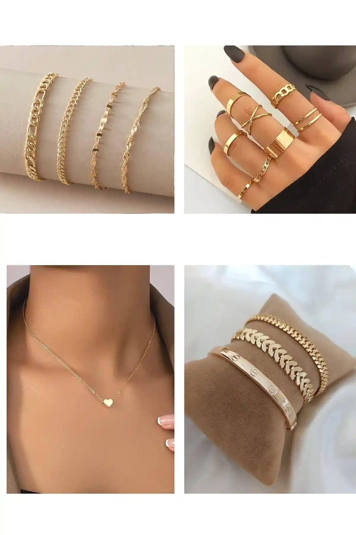X-Lady Accessories Altın Renkli Takı Seti Kadınlar ve Genç Kızlar İçin Zarif ve Modern Tasarım