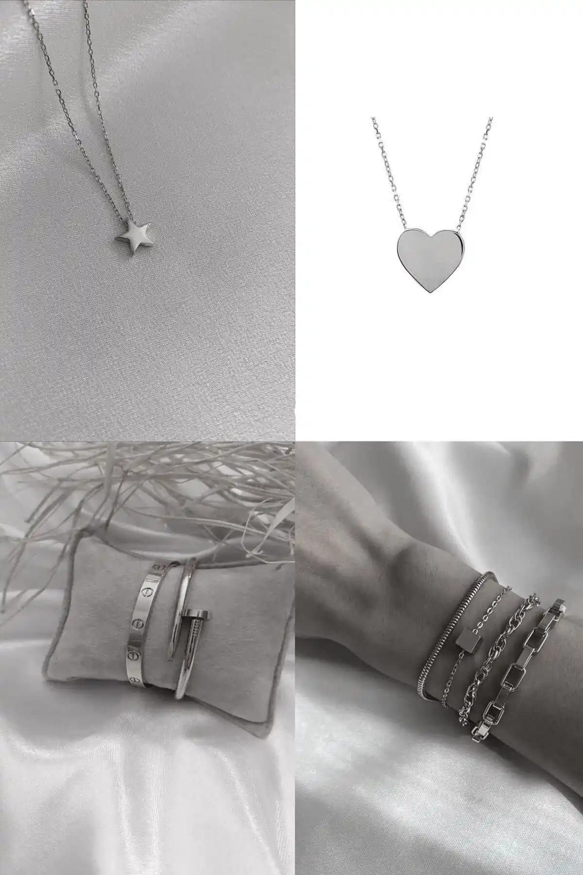 X-Lady Accessories Gümüş Renk Kombin Aksesuar Seti Zarif ve Dayanıklı Tasarım