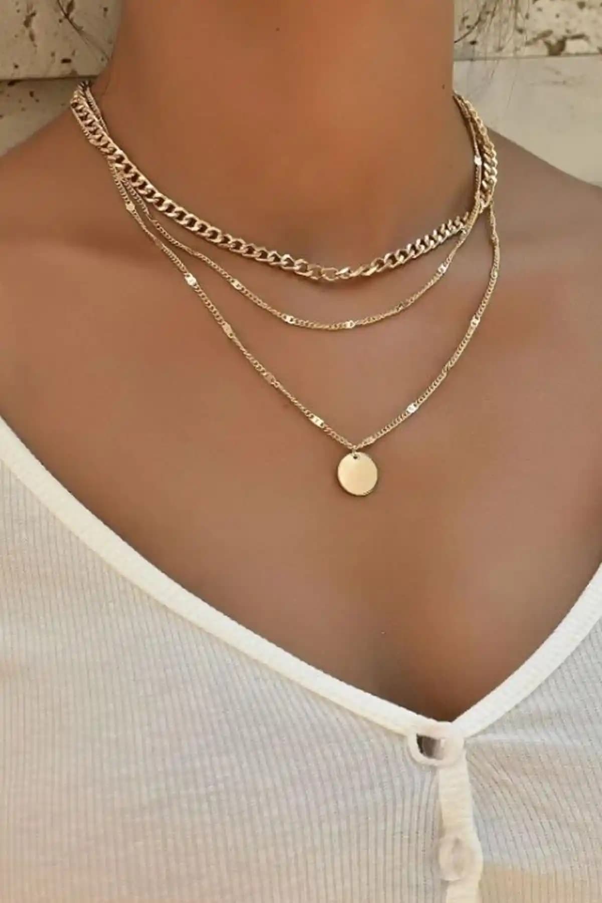 Yeni Obsessions Pullu Kolye Seti Altın Renk Zarif ve Dayanıklı Takı Seçeneği