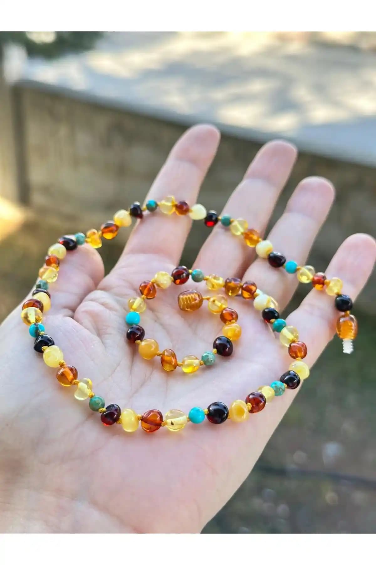 Yetişkinler İçin Orijinal Sertifikalı Kehribar Kolye 45 cm doğal taş tasarımı