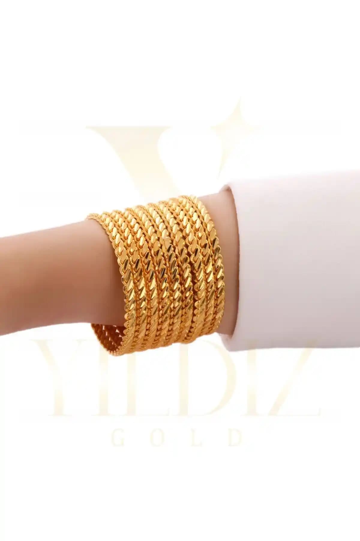 Yılz Gold 22 Ayar Altın Kaplama 10'lu Bilezik Seti Adana Burma İşçilikli