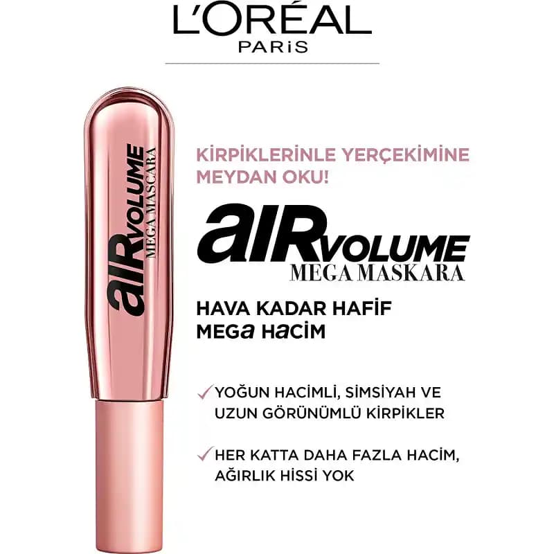 Paris L'Oreal Mega Volume Maskara: Hacimli ve Dolgun Kirpikler İçin Günlük Kullanıma Uygun