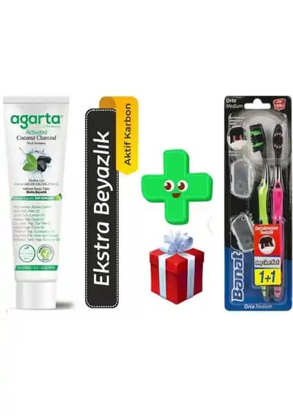 Agarta Hindistan Cevizi Özlü Aktif Karbon Diş Macunu ve Banat Deep Clean Diş Fırçası Seti