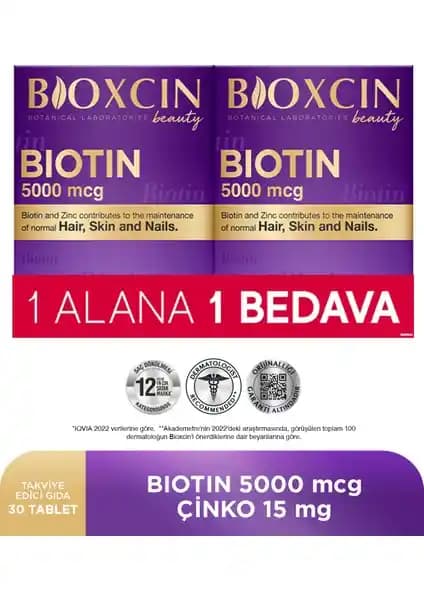 Bioxcin Biotin 5.000 Mcg 30 Tablet Saç ve Tırnak Sağlığı İçin Güçlendirici Takviye