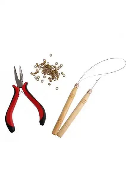 Dolity Saç Uzatma Pense ve Mikro Yüzükler Seti Profesyonel Saç Bağlama Araçları