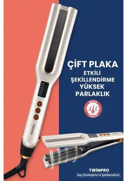 Goldmaster Twinpro Dijital Ekranlı Keratin Seramik Çift Plakalı Saç Düzleştirici
