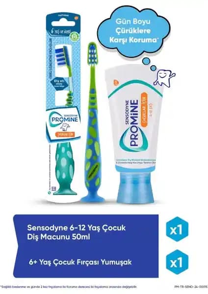 Sensodyne Promine Çocuklar İçin Gün Boyu Koruyan Diş Macunu ve Yumuşak Diş Fırçası