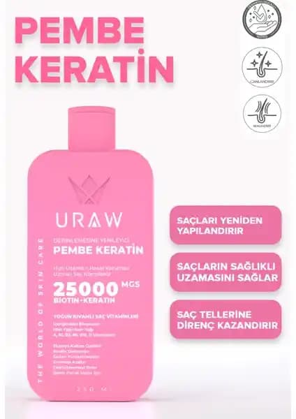 Uraw Pink Keratin Saç Bakım Maskesi: Güçlendirici ve Onarıcı Doğal Formül
