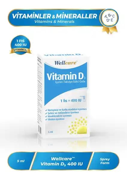 Wellcare Vitamin D3 400 IU Çocuklar İçin Güvenilir ve Pratik Vitamin Takviyesi