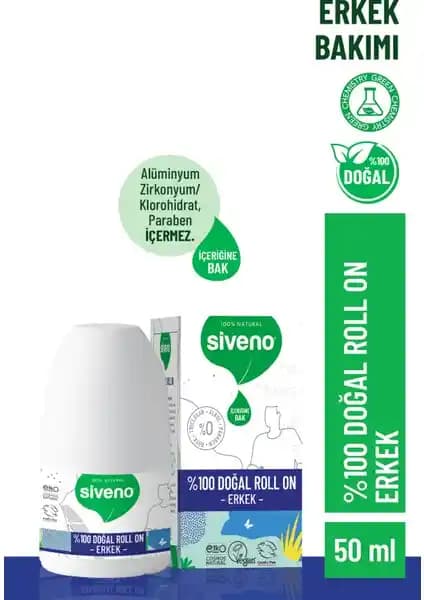 Siveno %100 Doğal Roll-On Erkek Deodorant: Ferah ve Bitkisel Çözüm