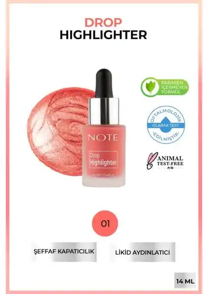 Note Drop Highlighter 01 Pearl Rose: Doğal Parıltı ve Kolay Uygulama
