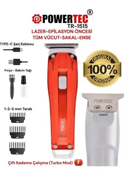 Powertec TR-1515: Yüksek Performanslı Kablosuz Lazer Epilasyon Tıraş Makinesi
