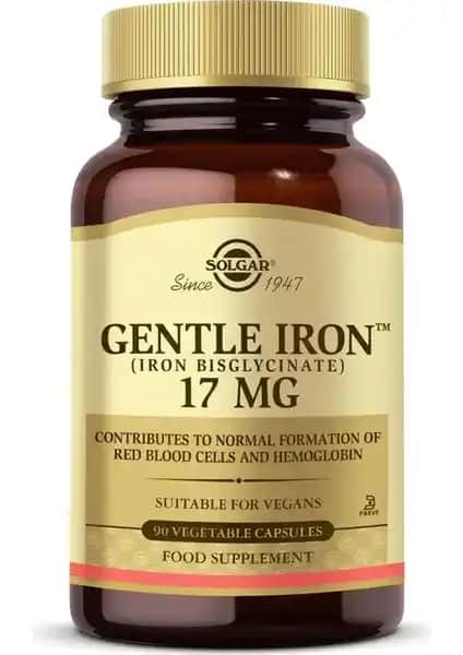 Solgar Gentle Iron: 17 Mg Bisglisinat Formunda Yüksek Emilim Sağlayan Demir Takviyesi