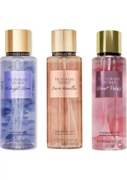 Victoria's Secret Midnight Bloom-Bare Vanilla-Velvet Petals Vücut Spreyi Üçlü Set Değerlendirmesi