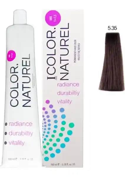 Color Naturel Saç Boyası 5.35 Koyu Altın Akaju Profesyonel ve Doğal Renk Sağlayan Ürün
