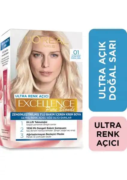 L'Oréal Paris Excellence Pure Blond Saç Boyası 01 Ultra Açık Doğal Sarı Renk Özellikleri