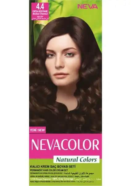 Nevacolor Natural Colors 4.4 Orta Kestane Saç Boyası Kalıcılık ve Doğal Görünüm Sağlar