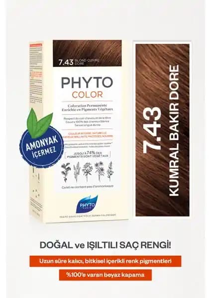 Phyto Phytocolor Bitkisel Saç Boyası 7.43 Kumral Bakır Dore Doğal ve Kalıcı Renk Seçeneği