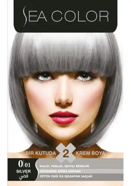 Sea Color 2'li Krem Saç Boyası Füme Gri Renk ile Kalıcı ve Yoğun Sonuçlar