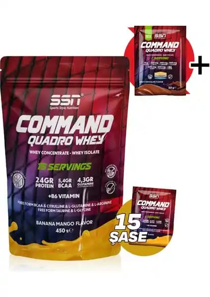 SSN Command Quadro Whey Protein Tozu 450 G Sporcu ve Sağlıklı Yaşam İçin Güçlü Takviye