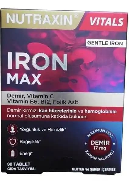 Nutraxin Iron Max: Demir ve Vitamin Takviyesiyle Enerjinizi Artırın