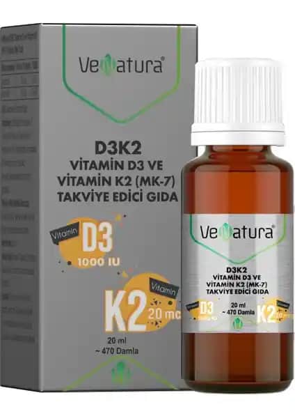 VeNatura D3K2 Vitamin D3 ve Vitamin K2 Damla Takviyesi: Sağlık İçin Etkili Destek