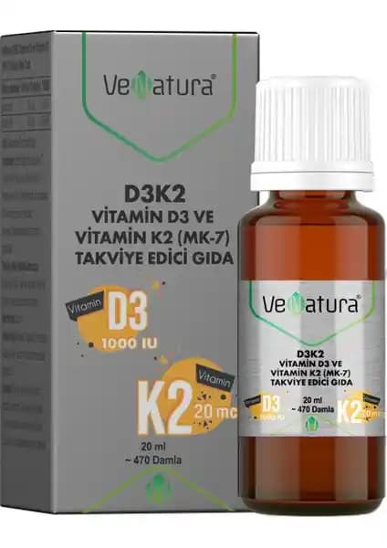 VeNatura D3K2 Vitamin D3 ve Vitamin K2 Damla Takviyesi: Sağlık İçin Etkili Destek