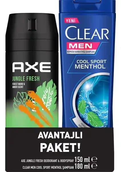 Axe Jungle Fresh Deodorant ve Clear Men Cool Sport Menthol Şampuan ile Erkek Bakımında Ferahlık