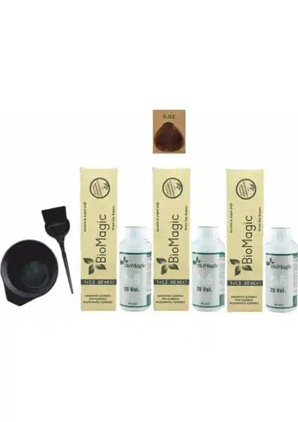 BioMagic Amonyaksız Keratin+Argan Saç Boyası ile Doğal Kahve Köpüğü Tonunda Parlak Renk