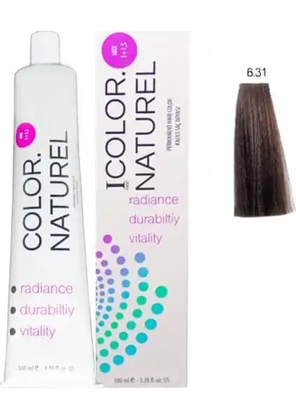 Color Naturel 6.31 Koyu Altın Küllü Kumral Saç Boyası 100 ml - Kalıcı Beyaz Kapama ve Canlı Renk