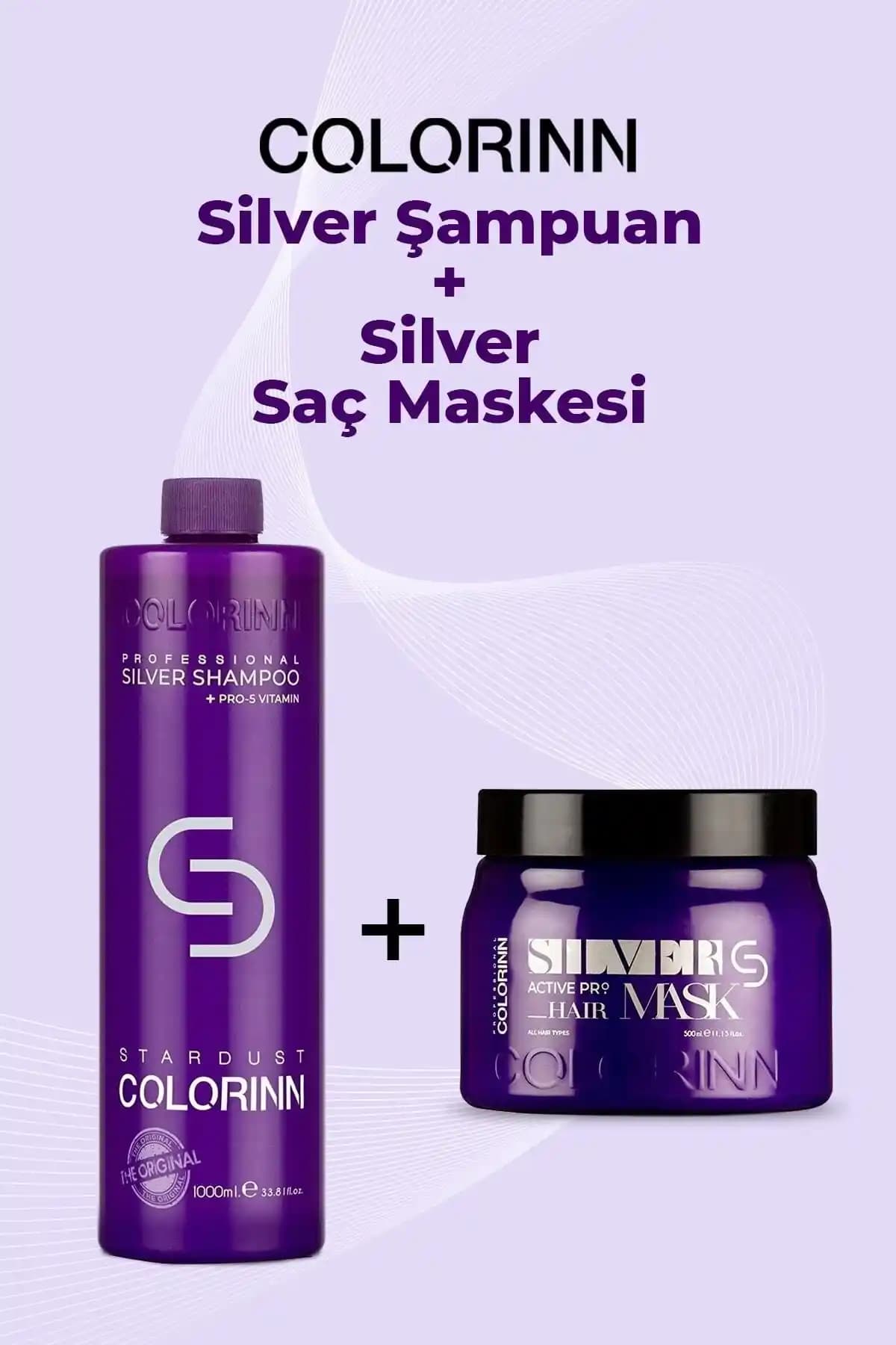 Colorinn 1000 ml Silver Şampuan ve 500 ml Keratin Maske ile Saç Rengi Koruma ve Onarım