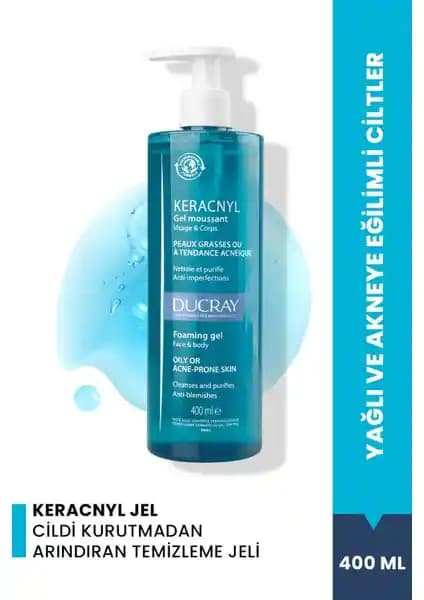 Ducray Keracnyl Gel Temizleyici Jel 400 ml: Yağlı ve Akneye Eğilimli Ciltler İçin Etkili Bakım