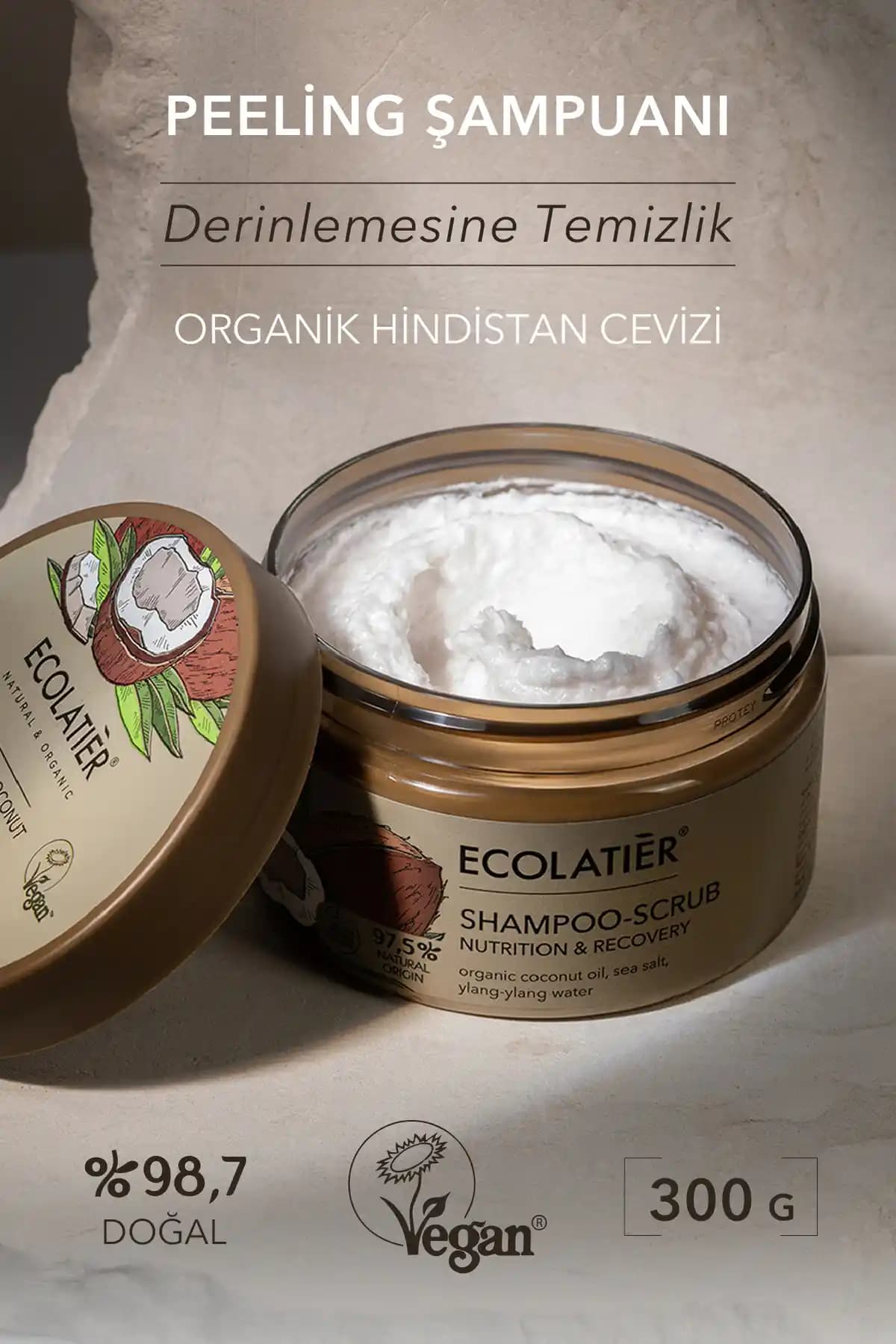 ECOLATIER Peeling Şampuan Organik Hindistan Cevizi ile Doğal ve Etkili Saç Bakımı