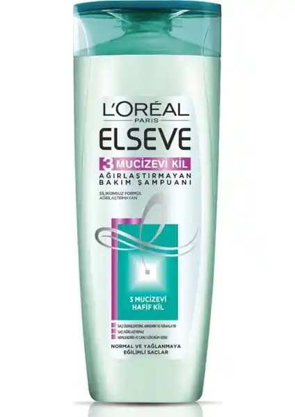 Elseve Mucizevi Kil 3 Şampuan Üç Kil Teknolojisiyle Yağlanmayı Dengeler ve Doğal Parlaklık