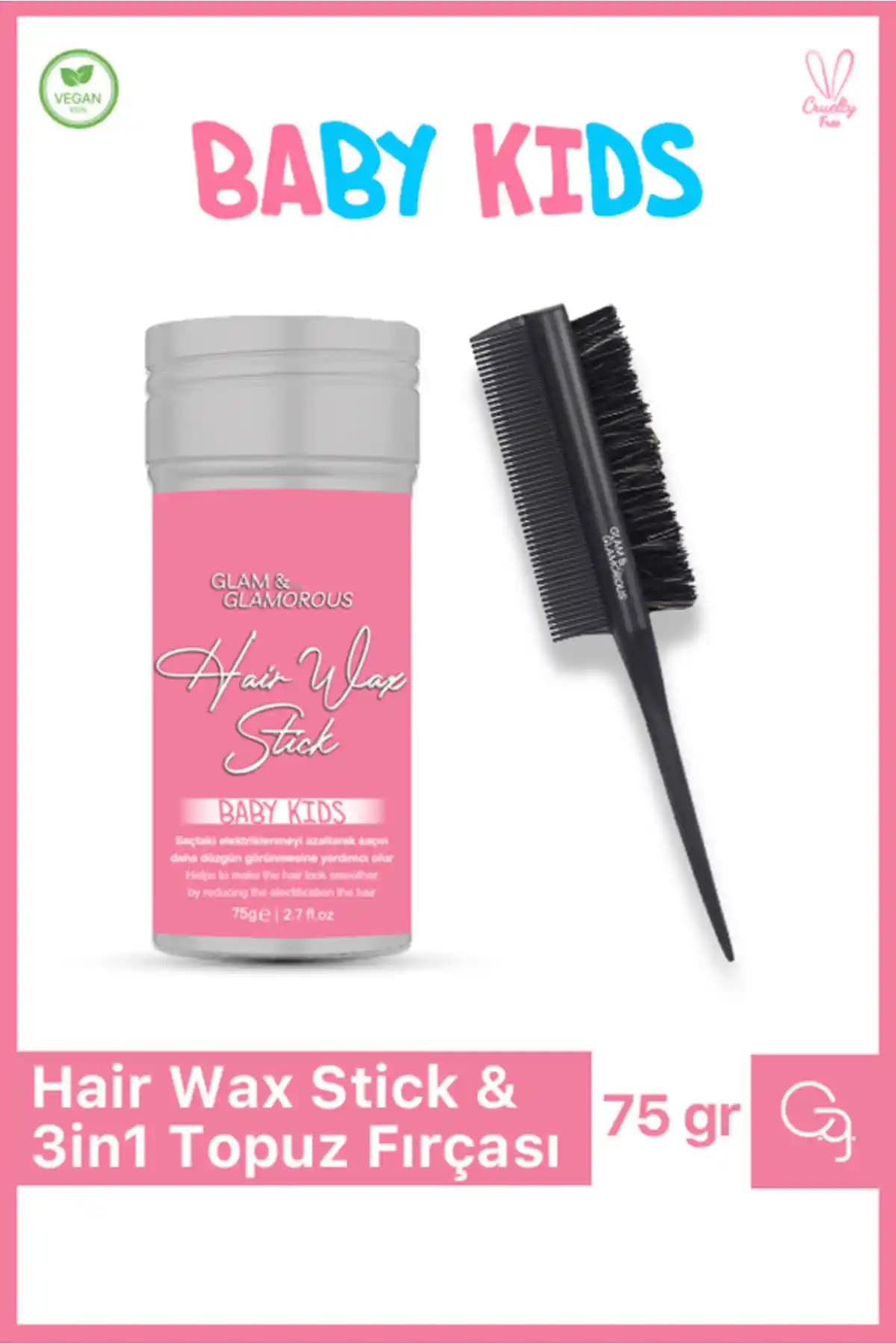Glam Glamorous Baby Stick Wax ve Jilet Topuz Fırçası ile Kalıcı Saç Şekillendirme