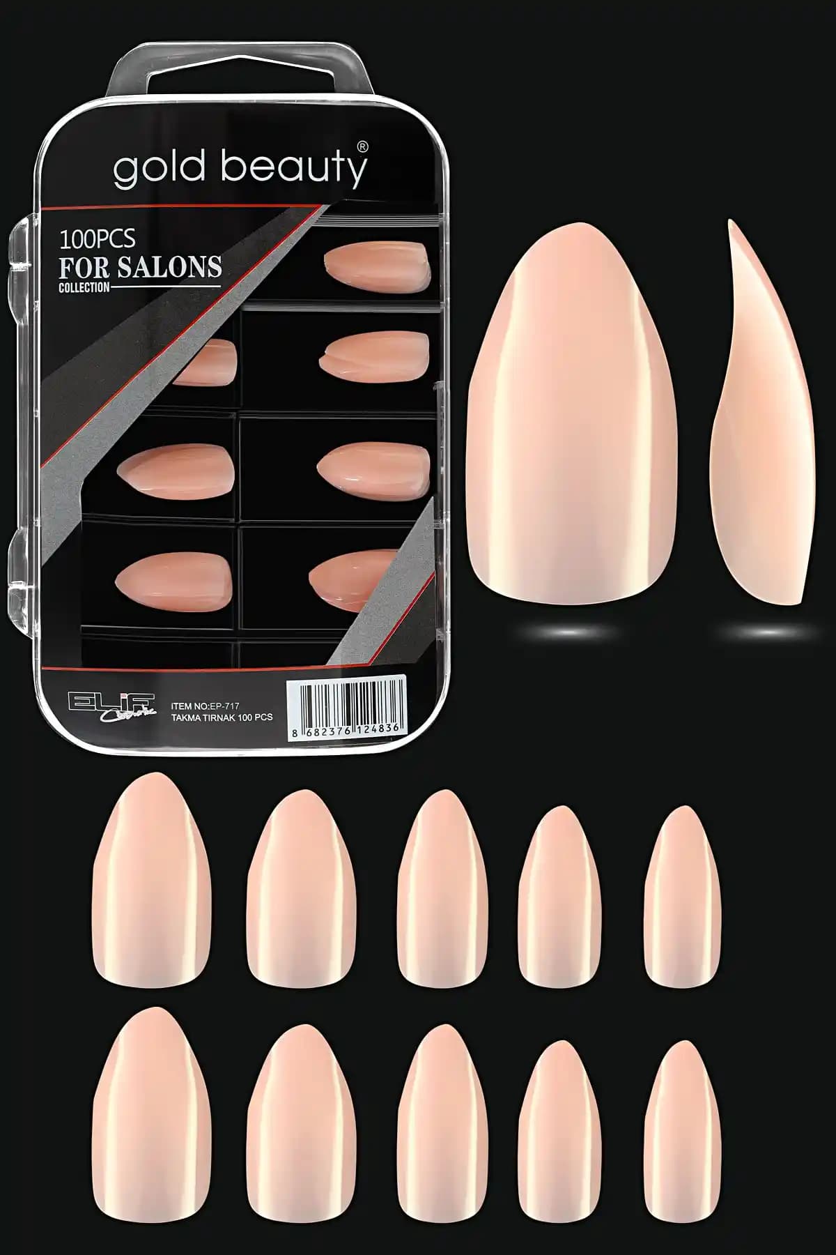 Gold Beauty Gxm Pro 717 Pembe Badem Şekilli 100'lü Takma Tırnak Seti