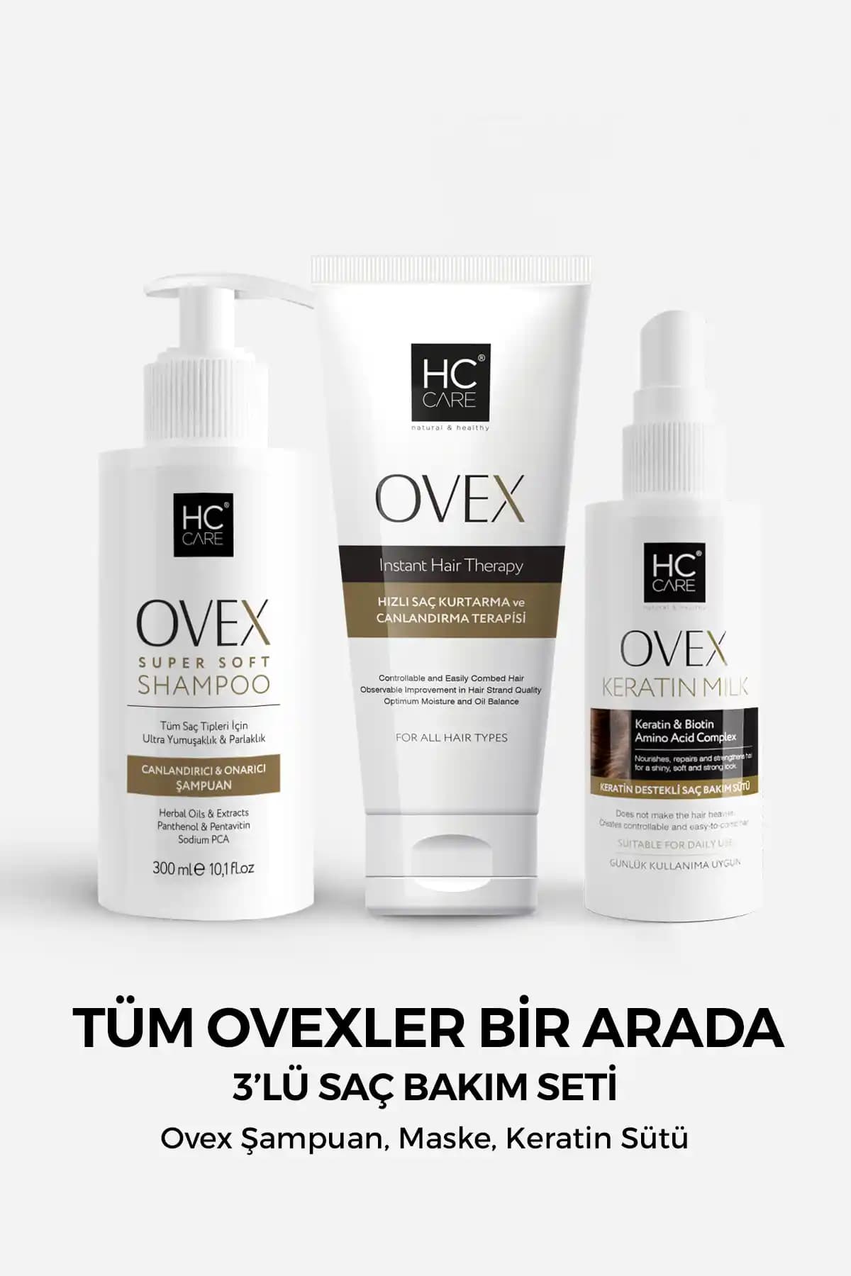 HC Care HC Ovex 3'lü Saç Bakım Seti: Onarıcı ve Besleyici Komple Çözüm