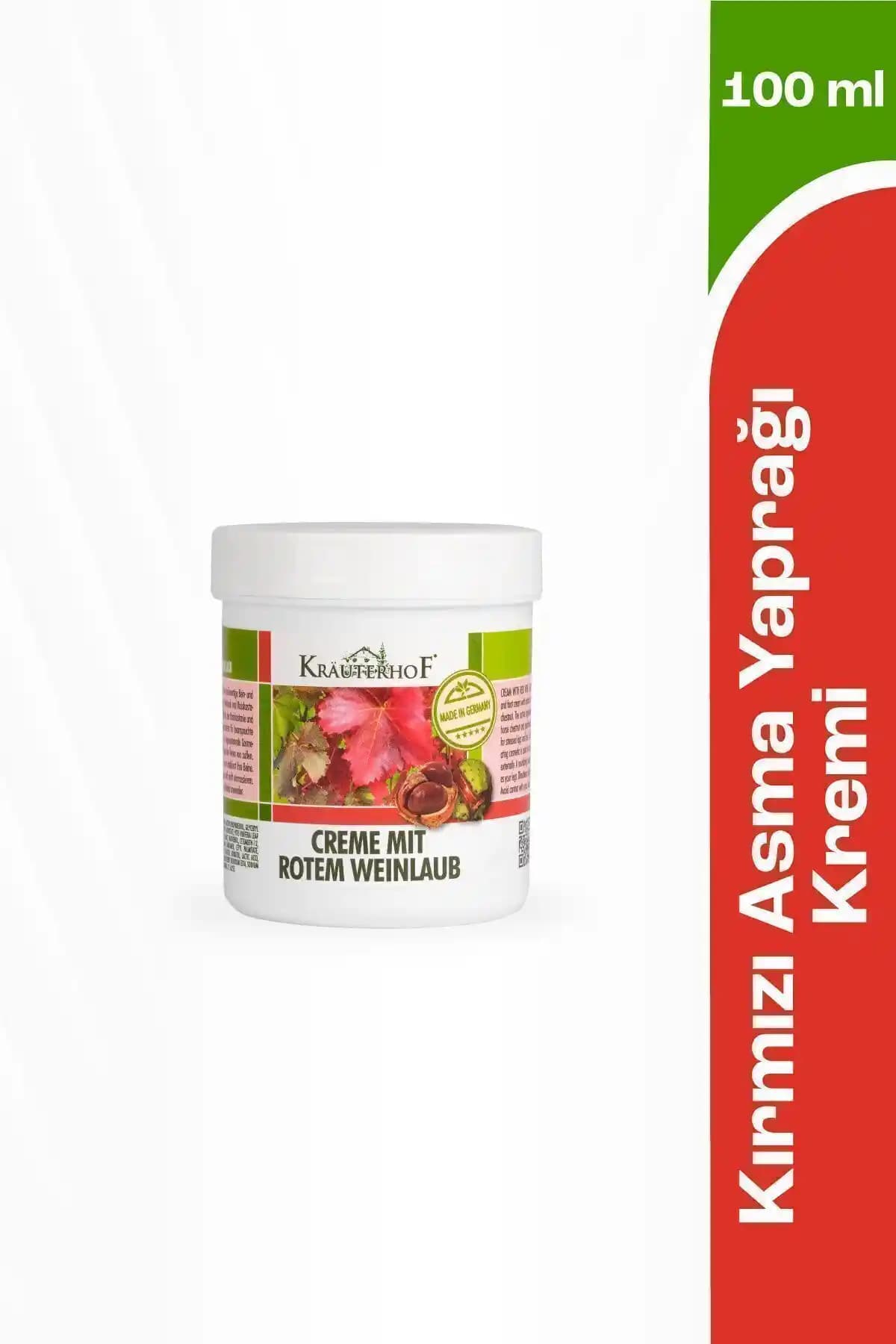 Krauterhof Kırmızı Asma Yaprağı Krem 100 ml: Alman Menşeli, Paraben İçermeyen Onarıcı Krem.