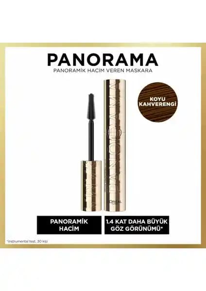 L'Oréal Paris Panorama Hacim Veren Maskara Koyu Kahverengi ile Doğal ve Kalıcı Kirpik Görünümü