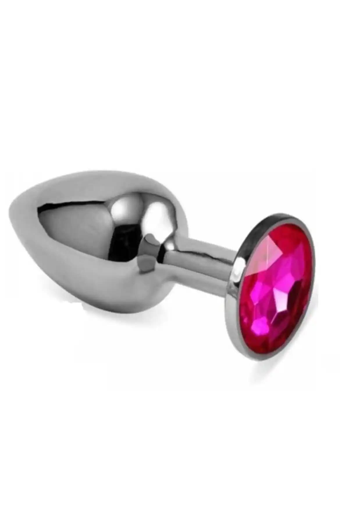 Lolita Shop Paslanmaz Çelik Kırmızı Mücevher Taşlı 7 Cm Lüks Anal Plug ve Tıkaç