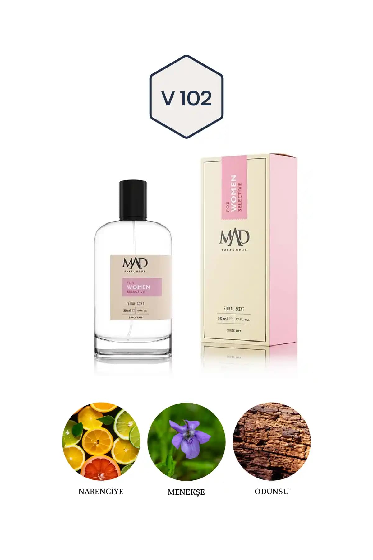 Mad Parfüm Mad V102 Selective 50 ml Kadın Parfümü - Ferah ve Çiçeksi Koku Dengesi