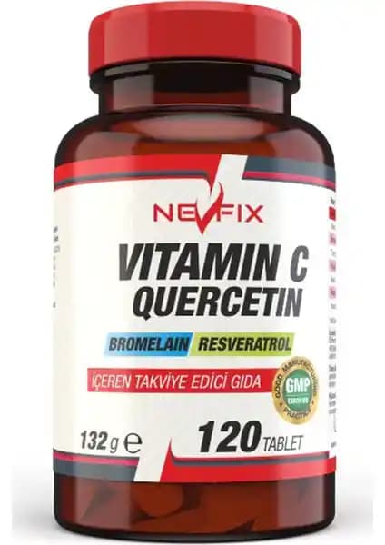 Nevfix Vitamin C Quercetin Bromelain Resveratrol Takviye: Bağışıklık Desteği ve Antioksidan Desteği