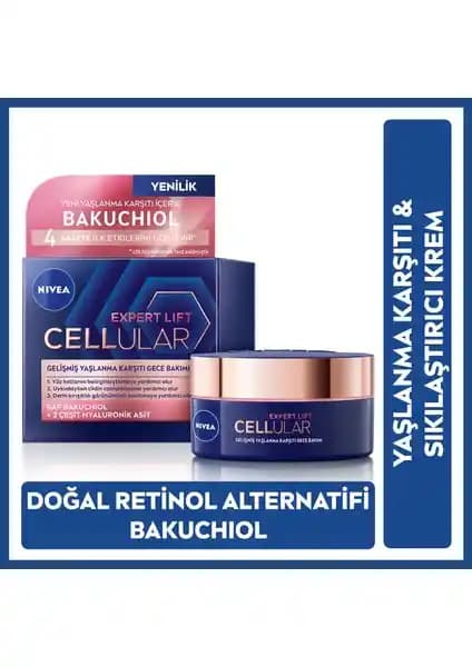 Nivea Cellular Expert Lift Doğal Retinol Alternatifi Gece Kremi ile Gençleşen ve Nemlenen Cilt