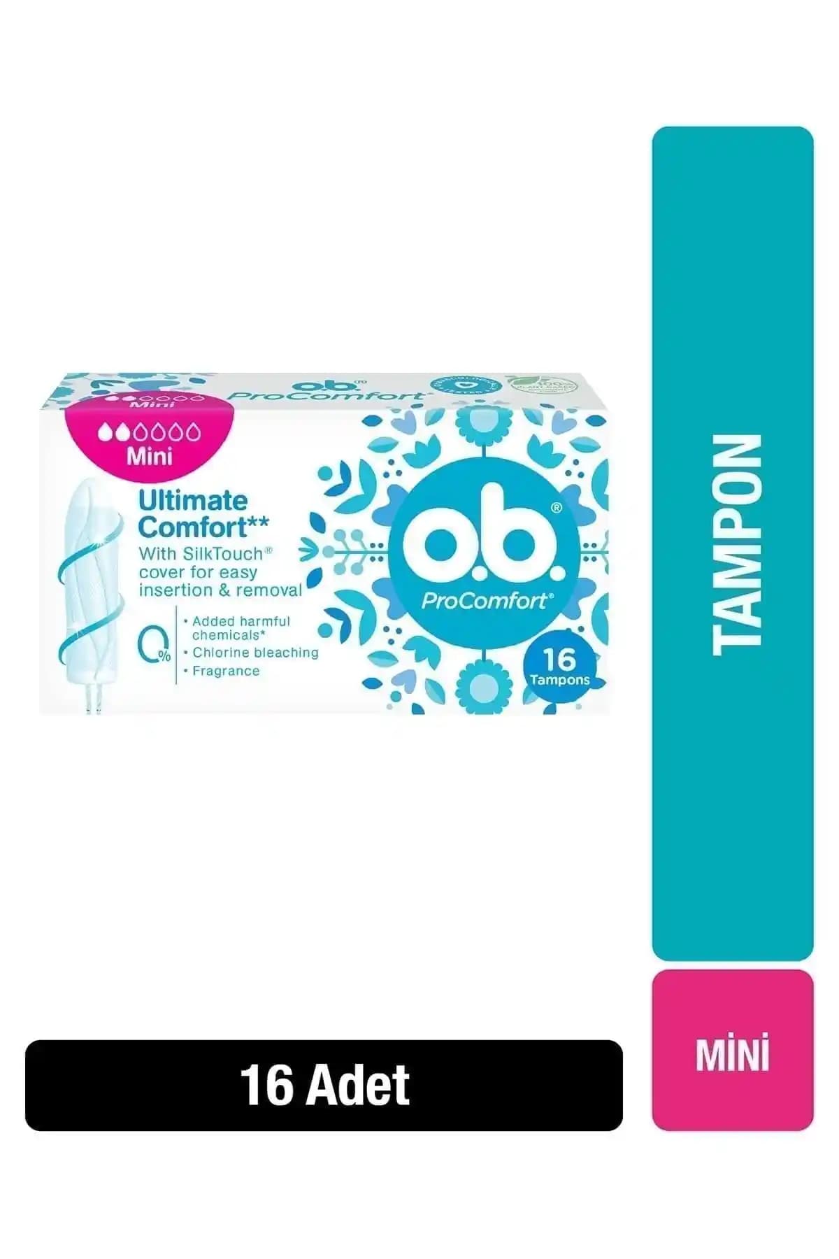 o.b. OB Tampon Pro Comfort Mini 16'lı: Hafif Akış İçin Konforlu ve Güvenli Hijyen Ürünü