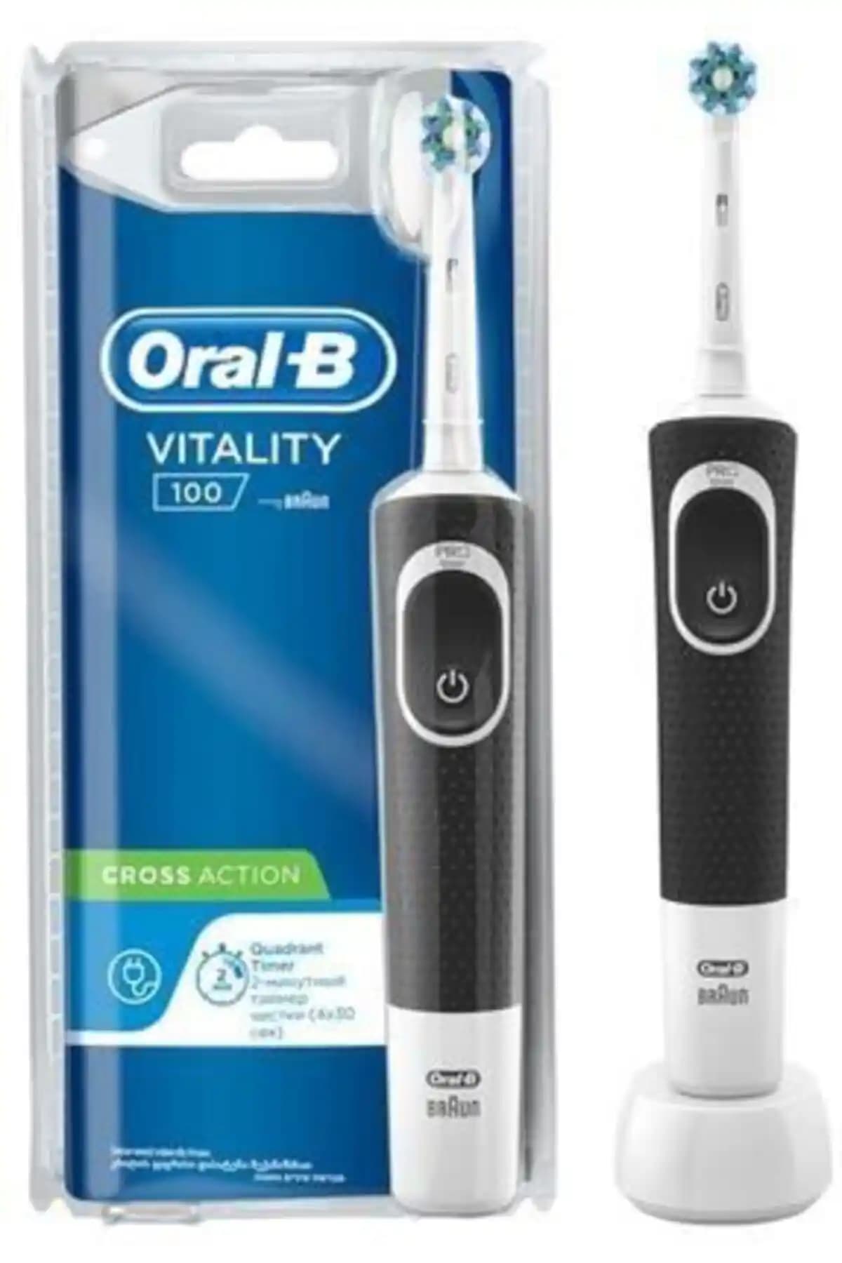 Oral-B D100 Şarjlı Vitality Black Crossaction: Etkili ve Konforlu Elektrikli Diş Fırçası